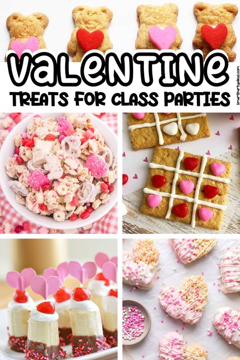 These fun Valentine snack ideas for classroom parties are the perfect treat for kids to bring to school to share with their friends. Preschool Valentine Party Snacks, Valentines Snack For Kids School, Valentine Snack For School, Valentines Kid Snack Ideas, Kindergarten Valentines Snacks, Valentines Party Mix Kids, Kids Valentine Sleepover, Easy Valentine's Day Treats For School, Valentine School Snacks Classroom