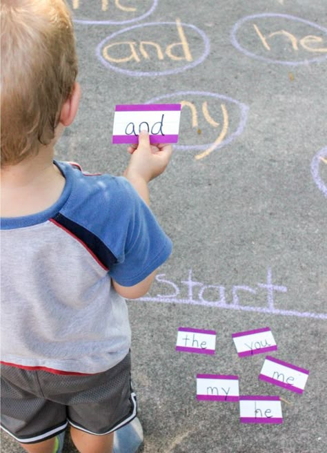 Learn to read Sight Words with this FUN, movement sidewalk chalk sight word game Sight Word Fun, Teaching Sight Words, Sight Words Kindergarten, Sight Word Activities, Sight Word Games, Summer Learning, Sidewalk Chalk, Word Activities, Kids Learning Activities