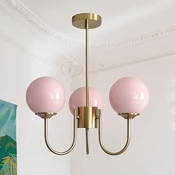 APLampara Modern Pink Bubble Chandelier, 3 Lights 16in Sputnik Chandeliers for Girls Room, Brass Gold Mid Century Chandelier Hanging Light Fixture for Bedroom Nursery Room Dining Room Kitchen Island Girls Bedroom Chandelier, Girls Room Chandelier, Mid Century Chandelier, Bubble Chandelier, Teen Girl Room, Chandelier Bedroom, Pink Bubbles, Hanging Light Fixtures, Sputnik Chandelier