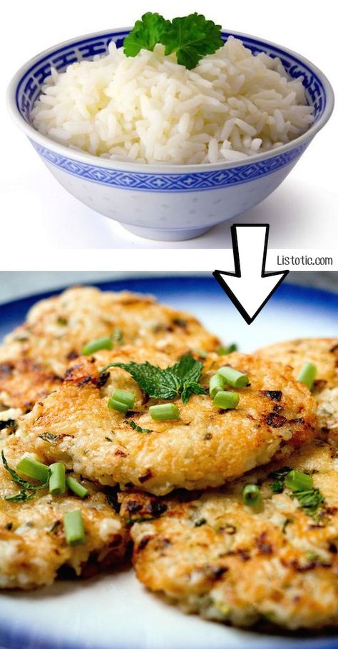 #19. Use leftover rice to make yummy rice patties! | 24 Creative Ways To Use Leftovers Leftover Rice Ideas, Rice Patties, Rice Ideas, Yummy Rice, Leftover Rice Recipes, Chopped Veggies, Microwave Baking, Indian Rice Recipes, Yummy Healthy Breakfast