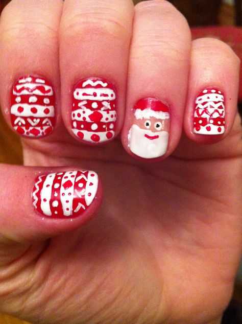 Ugly Christmas sweater inspired nails! Ugly Christmas Nails, Ugly Christmas Sweater Nails, Christmas Sweater Nails, Sweater Nails, Inspired Nails, Christmas Nails, Coffin Nails, All Things Christmas, Ugly Christmas