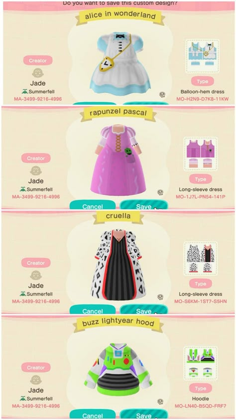 Acnh Clothes Design Id Disney, Disney Acnh Codes, Acnh Disney Ideas, Animal Crossing Disney Codes, Acnh Disney Design Codes, Acnh Design Codes Clothes, Animal Crossing Disney, Disney Animal Crossing, Disney Acnh