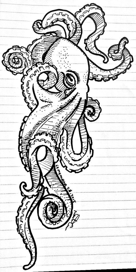 Octopus Surfboard Art, Dark Octopus Tattoo, Tentacle Sketch, Underboob Cover Up Tattoo, Octopus Line Drawing, Octopus Art Drawing, Aquatic Tattoo, Octopus Sketch, Fridge Ideas