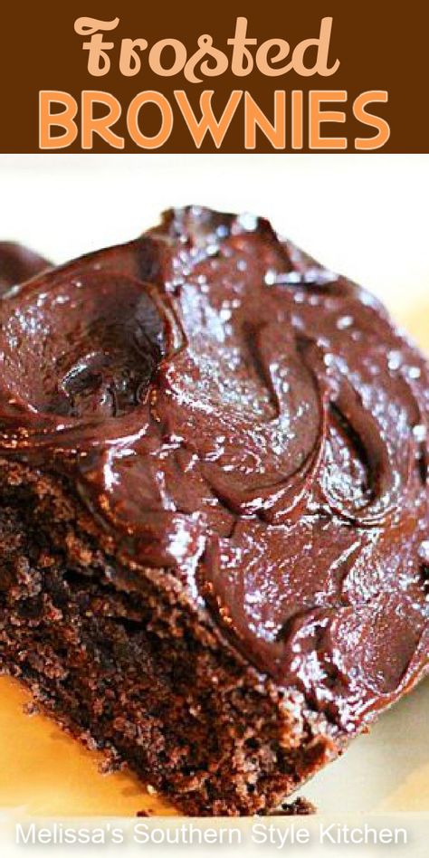 Frosted Brownie Recipes, Frosting Brownies, Frosted Brownies Recipe, Food Motion, Creamy Chocolate Frosting, Frosted Brownies, Cake Like Brownies, Brownie Mix Recipes, Brownie Desserts Recipes