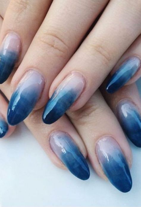 "Make a splash with these stunning blue ombre nail ideas inspired by the ocean. From turquoise waves to navy depths, these designs capture the beauty of the sea. Get your beach vibes on and ride the wave of style with these ocean-inspired blue ombre nails. #blue #nail Blue Watercolor Nails, Blue Ombre Acrylic Nails, Navy Blue Ombre Nails, Dark Blue Ombre Nails, Blue Ombre Nail Designs, Ombre Blue Nails, Ombre Nails Blue, Blue Ombre Nail, Nail Designs For Prom