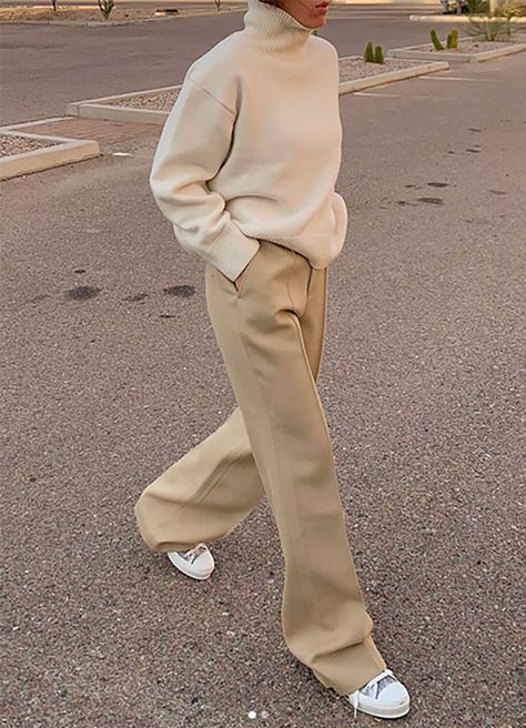 LE CATCH Street Style Aesthetic Outfit, Minimalist Fashion Women Outfits, Beige Pants Outfit, Slacks Outfit, Khaki Pants Outfit, Khakis Outfit, Minimalist Moda, Look Zara, University Outfit