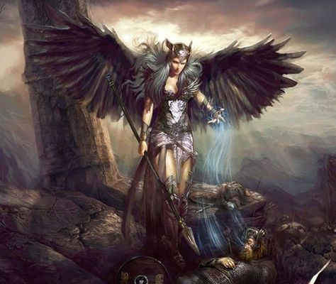 No Prep Module: The Valkyrie of War - DnD - Kassoon.com Valkyrie Norse, Female Viking, Magick Art, Viking Skull, Dark Angel, Cat Tattoo, Angel, Art