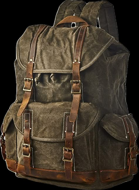 Brass Tacks, Travel Rucksack, Cargo Pocket, Waxed Canvas, Leather Buckle, Heavy Duty, Genuine Leather, Buckle, Trim