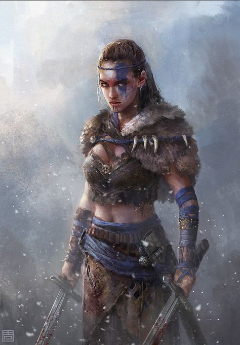 ArtStation - Woad Raider, qiang zhou Witcher Oc, Barbarian Woman, Viking Warrior Woman, Viking Party, Fantasy Elements, Viking Cosplay, Viking Character, Viking Armor, Female Warriors