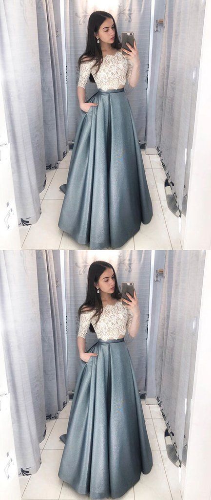 Vestidos   Vestidos. Prom Dress Lace, Grey Prom Dress, Cheap Gowns, Prom Dresses With Pockets, Chique Outfits, Cheap Evening Dresses, Elegant Prom Dresses, Lace Formal Dress, Prom Dresses For Teens