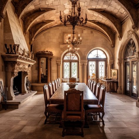 Medieval Castle Dining Hall, Castle Like Homes Interiors, 1800s Castle Interior, Irish Castles Interior, Golden Castle Interior, Tudor Castle Interior, Medieval Castles Interior, Scandinavian Castle Interior, Tuscan Room Decor