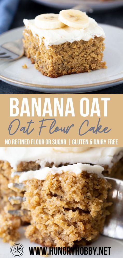 Vegan Oatmeal Cake, Banana Oat Cake, Oat Flour Cake, Banana Oat Flour, Gluten Free Banana Cake, Oat Cake Recipes, Glutenfri Baking, Oat Flour Recipes, Low Oxalate