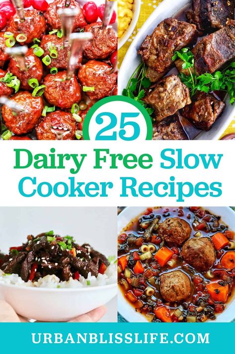 Find the ultimate comfort food recipes that are also dairy free in this recipe collection of the best 25 Dairy Free Slow Cooker Recipes, on UrbanBlissLife.com. Dairy Free Slow Cooker Recipes, Succotash Soup, Beef Lentil Soup, Slow Cooker Cauliflower Soup, Soup Instant Pot Recipes, Slow Cooker Chicken Wings, Slow Cooker Stuffed Peppers, Slow Cooker Casserole, Soup Instant Pot