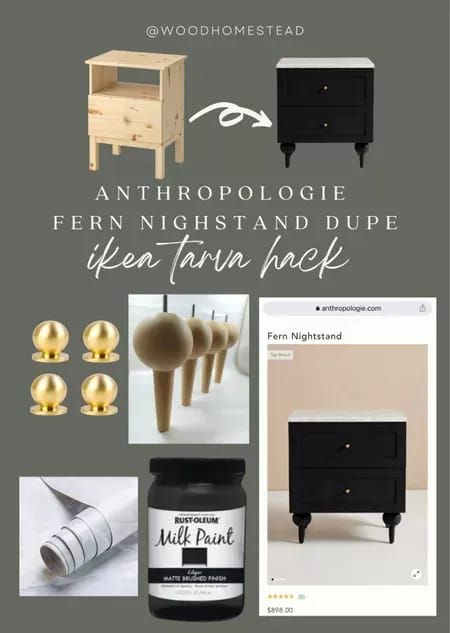 Ikea Anthropologie Hack, Ikea Tarva Nightstand Makeover, Ikea Tarva Hack Nightstand, Tarva Nightstand Makeover, Nightstand Ikea Hack, Fern Nightstand, Anthropologie Nightstand, Ikea Nightstand Makeover, Tarva Nightstand Hack