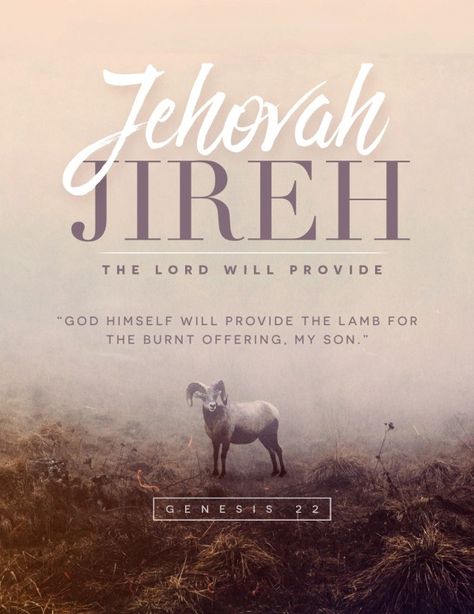 Promote your upcoming sermon series or Bible study on God's provision for His children, using this Jehovah Jireh The Lord Provides Church Flyer Template that features the image of a ram standing in the middle of a field. Fonts used: Didot, Fresh Script, Novecento Sans Wide God My Provider, Gods Provision Quotes, Jehovah Jireh Wallpaper, Jehovah Jireh Tattoo, Gods Provision, Gods Names, Jehovah Jireh, Jehovah Names, Bethel Church