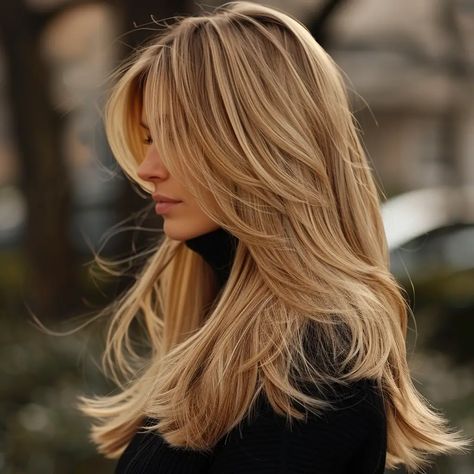 13 Trendy Long Layered Haircuts To Try Now - NeedleStar Layered Voluminous Haircuts, Womens Haircut Layers, Layers On Long Blonde Hair, Haircut For Long Blonde Hair, Long Straight Honey Blonde Hair, Long Hair Haircuts Women, Long Layer Blonde Haircut, Trending Haircuts Layers, Blowout With Curtain Bangs Long Hair