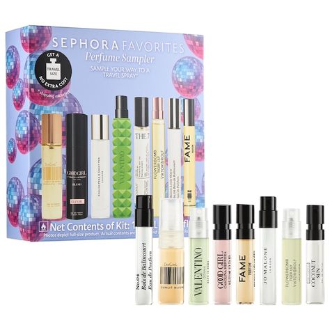 Travel Spray Perfume Discovery Set with Redeemable Voucher - Sephora Favorites | Sephora Valentino Parfum, Good Girl Blush, Sephora Store, Travel Beauty Essentials, Caudalie Beauty Elixir, Carolina Herrera Good Girl, Sephora Sale, Sephora Favorites, Antique Perfume Bottle