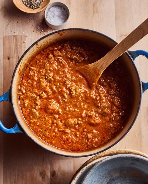 I Tried Four Popular Bolognese Recipes and Found the Best One | Kitchn Bolognese Recipes, Anne Burrell, Chili Pasta, Marcella Hazan, Food Reference, Sustainable Food Systems, Fresh Tomato Sauce, Bolognese Recipe, Tomato Pasta Sauce