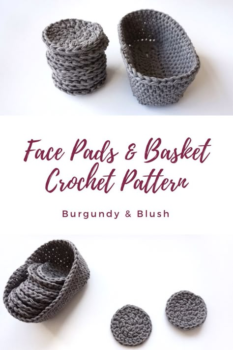 A quick and easy face scrubbies crochet pattern with holding basket for a cute skincare and home accessories crochet project! #crochet #diyskincare #sustainable #crochetpattern #freecrochetpattern Scrubbies Crochet Pattern, Crochet Scrubbies, Face Scrubbies, Confection Au Crochet, Crochet Faces, Crochet Washcloth, Crochet Kitchen, Crochet Set, Basket Set