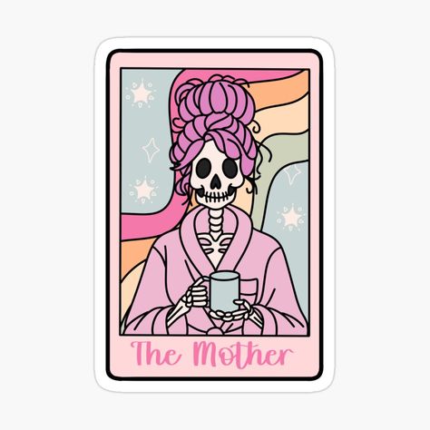 Get my art printed on awesome products. Support me at Redbubble #RBandME: https://www.redbubble.com/i/sticker/The-Mother-Tarot-Card-by-Milibella/161396530.EJUG5?asc=u Mother Tarot Card, A Messy Bun, Tired Mom, Redbubble Products, Tarot Card, Messy Bun, Tarot Cards, Planner Stickers, Sticker Design