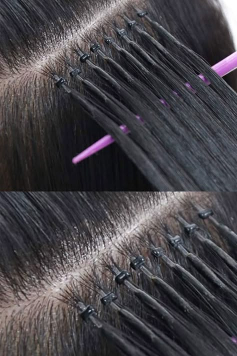 Diy Haircut Layers, I Tip Extensions, Hair Extension Tips And Tricks, Hair Extensions Keratin, U Tip Hair Extensions, Nano Hair Extensions, Micro Ring Hair Extensions, Hair Pattern, Full Lace Wig Glueless