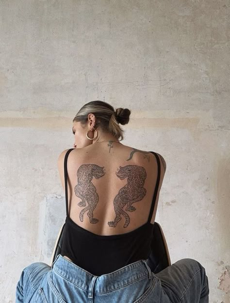 Cheetah Tattoo, Jamie Genevieve, Bailey Sarian, Tattoo Number, Tiger Tattoos, Back Tats, Piercing Inspiration, Skin Tattoo, Back Piece Tattoo