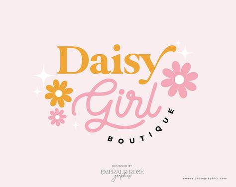 This pretty, retro 'Daisy Girl' logo design will be sure to turn heads! All of the logos comes in a variety or print and web formats including png. with transparent background! Please read the full description > ♥ PACKAGES WE OFFER ♥ ♡ SINGLE LOG... Logo Girly Design, Etsy Logo Icon, Daisy Logo Design, Small Business Logo Ideas, Daisy Branding, Bright Logo Design, Girly Logo Design, Daisy Logo, Girly Logo