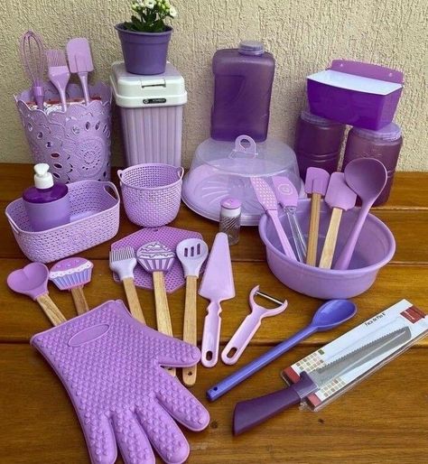 Purple Kitchen Decor, Purple Kitchen Accessories, Lavender Kitchen, Kitchen Decor Collections, First Apartment Essentials, Pretty In Purple, Purple Home Decor, Stainless Steel Measuring Cups, Purple Kitchen