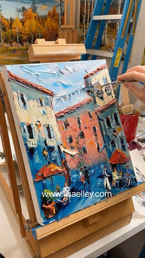 Palette Painting, Painting On Canvas For Beginners, Canvas For Beginners, Italy Painting, Positano Italy, Soyut Sanat Tabloları, Landscape Art Painting, Painting Art Lesson, Canvas Ideas