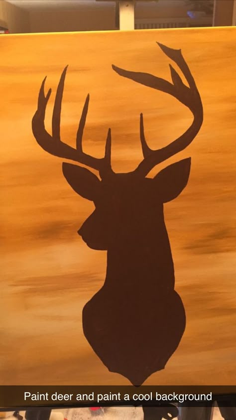 Buck Painting Easy, Pretty Canvas Painting Ideas Easy, Country Things To Paint, Easy Country Paintings On Canvas, Deer Painting Easy, Western Painting Ideas Easy, Deer Canvas Painting, Deer Paintings, Painted Deer Skulls