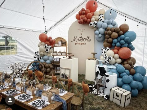 Rodeo Party Theme Ideas, Cowboys Decoration Ideas, Cowboy 1st Birthday Party Centerpieces, My Second Rodeo Birthday Boy, Round Up Birthday Party, Cowboy Boy Birthday Party, Western Cowboy Birthday Party, My 1st Rodeo Birthday Party Decorations, Blue Cowboy Party