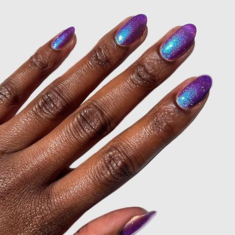 Amazon.com : Cirque Colors Night Fever - Deep Violet Color-Shifting Aurora Shimmer Nail Polish- 0.37 Fl Oz (11 mL) - Vegan & Cruelty-Free : Beauty & Personal Care Violet Glitter Nails, Purple Sparkle Nails, Violet Nail Polish, Blue Fingers, Hoco Nails, Polished Nails, Shimmer Nail Polish, Cirque Colors, Color Changing Nails