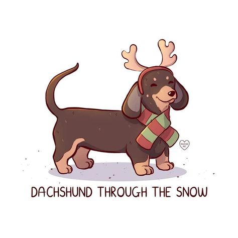 Easy Christmas Drawings, Dachshund Through The Snow, Christmas Sketch, Snow Illustration, Christmas Card Illustration, Nottingham Uk, Cute Christmas Cards, Christmas Drawings, Dachshund Art