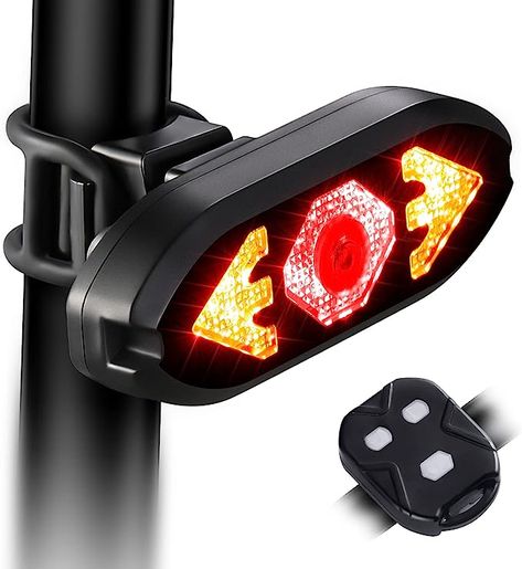 Amazon.com : Bike Tail Light with Turn Signals Wireless Remote Control Waterproof Bicycle Rear Light Back USB Rechargeable Ultra Bright Safety Warning Cycling Taillight for Night : Sports & Outdoors Bike Tail Light, Bicycle Lights, Bike Seat, Bike Lights, Bicycle Accessories, Cool Bikes, Bike Ride, Tail Light, Horn