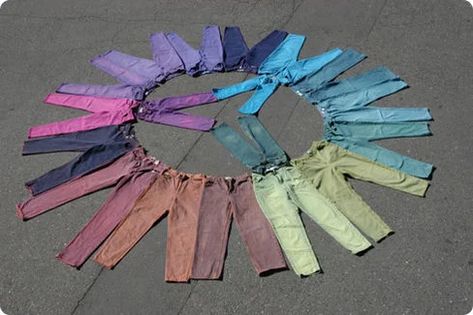 Upcycling Clothing, Denim Dye, Beads Fabric, Color Wheels, Dye Jeans, Upcycled Jeans, Resin Polymer Clay, Faded Jeans, Jeans Diy