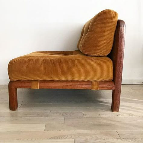 Scandinavian Lounge Chair, Vintage Furniture Design, Dream Furniture, Tufted Chair, Mid Century Scandinavian, Brown Corduroy, Bedroom Chair, Mid Century Decor, Living Room Inspo