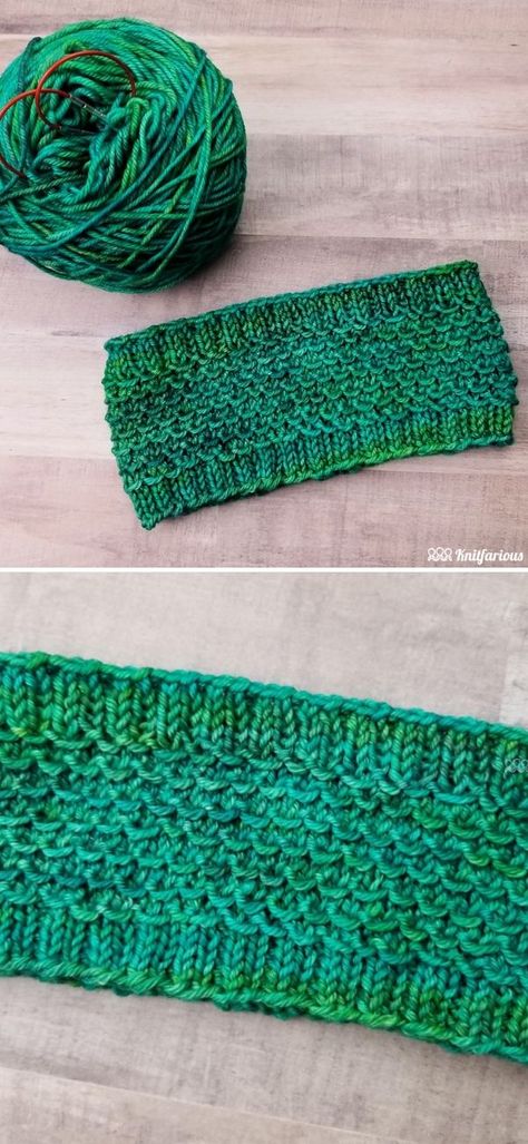 Beautiful Knitted Headband Ideas. This gorgeous knitted headband in the pictures below was made by Christina Garza-Brown and it's a super easy to knit project, using DK weight yarn. Simply knit in the round with purls and slipped stitches, you will whip it up in a heartbeat! #freeknittingpattern #headband #earwarmer Sock Yarn Headband Pattern, Mens Knitted Headband Pattern, Knit Headbands For Women Free Pattern, Knitted Headband Free Pattern Bulky Yarn, Knitting Ear Warmers Headband, Free Knit Headband Patterns, Knitted Head Bands Patterns Free Ear Warmers, Knitting Headbands For Beginners, Knit Earwarmer Pattern Free