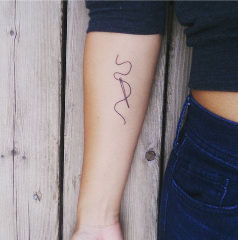 Sew Introvert Tattoo, Tattoo Ideas Small Meaningful, Sewing Tattoos, Wörter Tattoos, Meaningful Wrist Tattoos, Music Tattoo Designs, Small Wrist Tattoos, Subtle Tattoos, Small Tattoo Designs