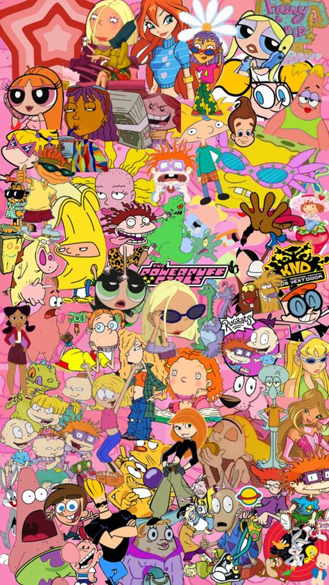 #collage #90 #cartoons #nick #nickelodeon #cn #pink 90s Collage, Cute Iphone Wallpaper Tumblr, Twin Flame Art, 90s Wallpaper, Flame Art, Iconic Wallpaper, Cute Tumblr Wallpaper, Funny Phone Wallpaper, Collage Background