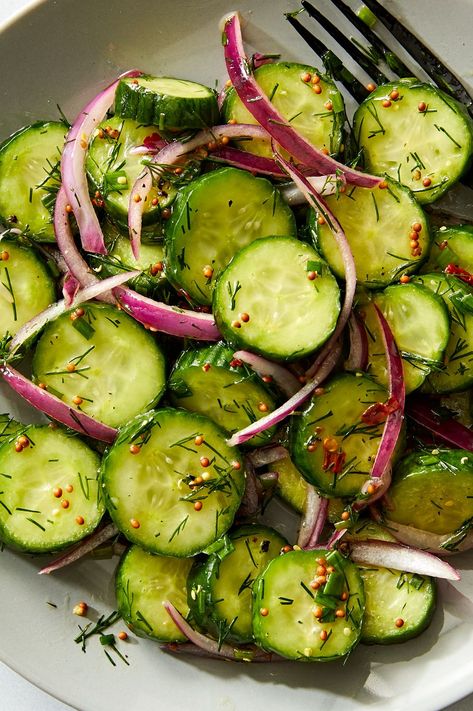 Cucumber Salad The Best Cucumber Salad, Brisket Sides, Steak Dinners, Barbecue Sides, Roasted Broccolini, Mediterranean Chickpea Salad, Bbq Salads, Steak Side Dishes, Homemade Coleslaw