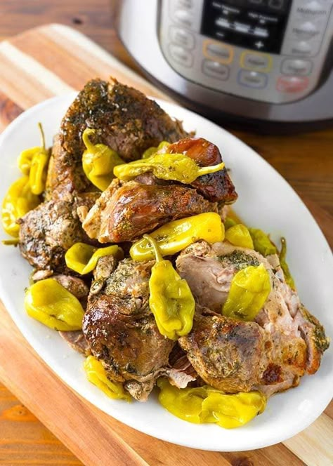 Instant Pot Mississippi Pork is so delicious and amazingly flavorful! This is an easy and tasty way to prepare a pork shoulder roast in the Instant Pot®. Try this wonderful pressure cooker Mississippi Pork recipe! simplyhappyfoodie.com #instantpotmississippipork #pressurecookermississippipork Roast In The Instant Pot, Cheap Instant Pot, Simply Happy Foodie, Mississippi Roast, Shoulder Roast, Pork Shoulder Roast, Mississippi Pot Roast, Instant Pot Pork, Tenderloin Recipes