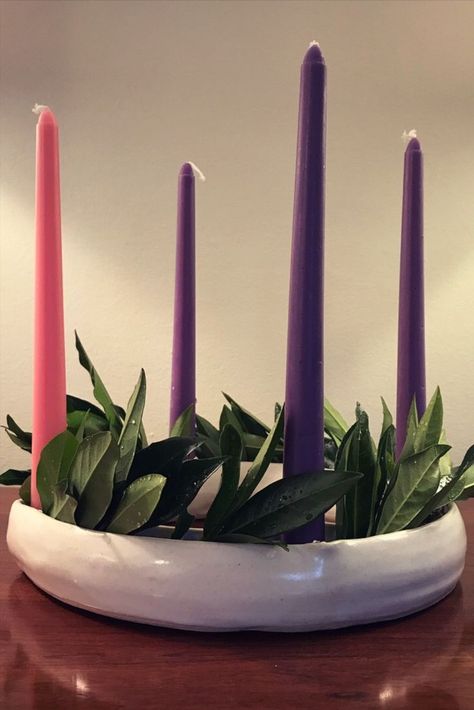 Advent Wreath Candles, Deep Art, Advent Candles, Advent Wreath, Ceramics Projects, Miniature Christmas, Christmas Joy, Wheel Thrown, Taper Candle