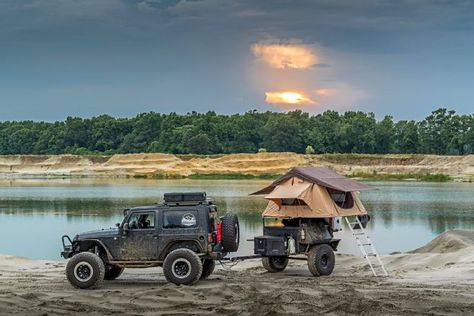 The Barnhill’s Jeep JK is proof that two-door Wranglers can make great overland rigs. You just need to add a trailer. Jeep Wrangler Camping, Jeep Overland, Overland Camper, 2 Door Jeep, Two Door Jeep Wrangler, Adventure Jeep, Camper Car, American Dreams, Camping Packing List