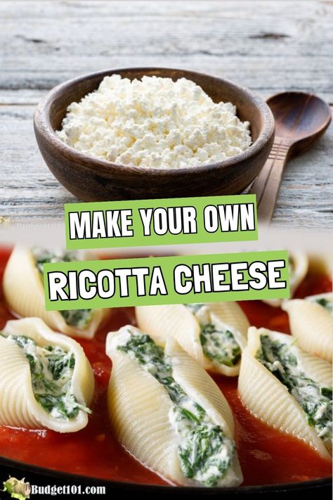 Discover how to make your own fresh, creamy ricotta cheese at home with this simple and budget-friendly recipe! 

Perfect for lasagnas, desserts, or a rich addition to any meal, this DIY ricotta cheese recipe uses just a few basic ingredients and is ready in no time. Elevate your culinary creations with homemade goodness. 

For step-by-step instructions, visit Budget101.com! #HomemadeRicotta #DIYCheese #EasyRecipes #BudgetFriendlyCooking #HomemadeCheese Diy Ricotta Cheese, Basic Pasta Recipe, Homemade Cheese Recipes, Ricotta Cheese Recipe, Italian Casserole, Dirt Cheap Meals, Ricotta Cheese Recipes, Cannoli Filling, Clone Recipe