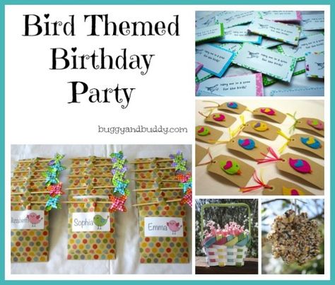 Bird themed birthday party w/ homemade/kid-made favors & a candy-free piñata! Let your child take an active role in the planning and preparation... Bird Themed Birthday Party, Bird Theme Parties, Birdie Birthday, Bird Birthday Parties, Birthday Party Treats, Bird Party, Bird Birthday, Spring Crafts For Kids, Bird Theme