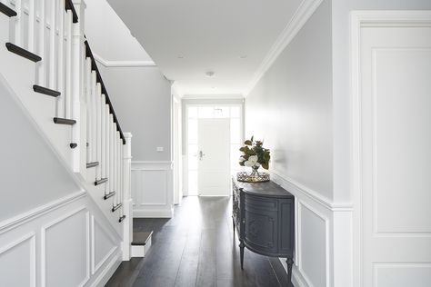 Hamptons Hallway, Masterton Homes, Hamptons Style House, Hamptons Living Room, Hamptons Interior Design, Style Hallway, Timber Handrail, Hamptons Interior, Hamptons Style Homes