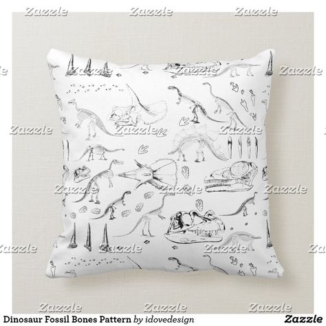 Dinosaur Fossil Bones Pattern Throw Pillow Stegosaurus Skeleton, Triceratops Skull, Jurassic Period, Dinosaur Fossil, Fossil Bones, Home Decor Colors, Home Decor Christmas, Dinosaur Pattern, Dinosaur Fossils