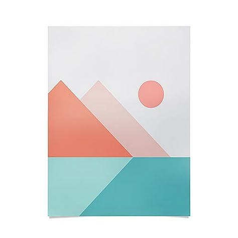 Deny Designs The Old Art Studio Geometric Landscape 18" X 24" Poster In Green Geometric Landscape, Small Canvas Paintings, Simple Canvas Paintings, Geometric Poster, Cute Canvas Paintings, Old Art Studio, Canvas Drawings, Easy Canvas Art, Geometric Painting