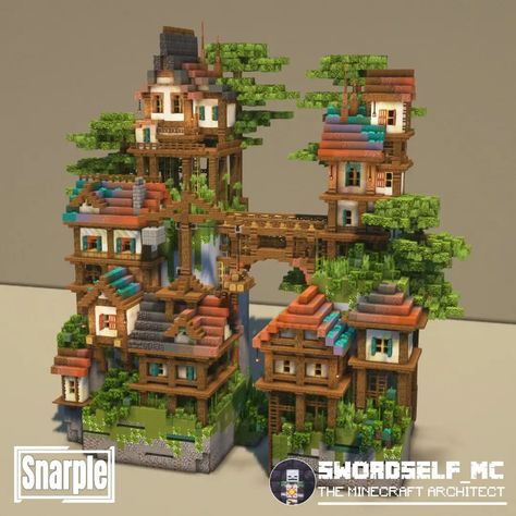 Loved working with @swordself_mc to make this build, we are both super happy with how it turned out! Let us know what you think 👇… | Instagram Starter Base Minecraft Ideas, Super Cool Minecraft Builds, Spruce And Birch House Minecraft, Minecraft Asian Roof, Minecraft Building Ideas Copper, Minecraft House On Stilts, Red House Minecraft, Minecraft Tropical Builds, Minecraft Cool House