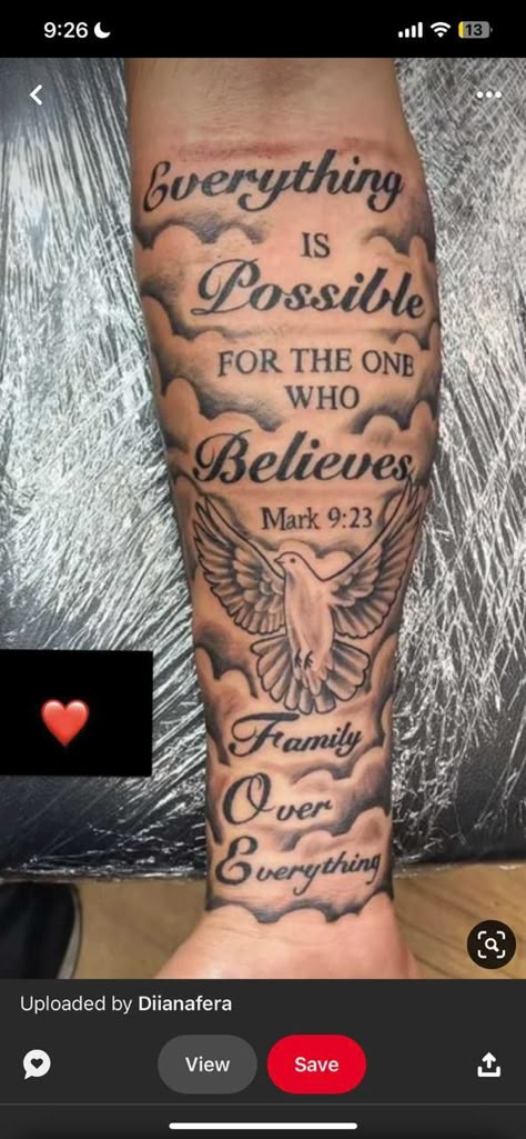 Forearm Tattoo Men Sleeve Quotes, Everything Is Possible Tattoo, Men’s Forearm Tattoos God, Faith Over Fear Tattoo Men, Fear God Leg Tattoo, Fear God Tattoo Men Stencil, Forearm Tattoo Men Sleeve Scripture, Fear God Forearm Tattoo, Fear Tattoo